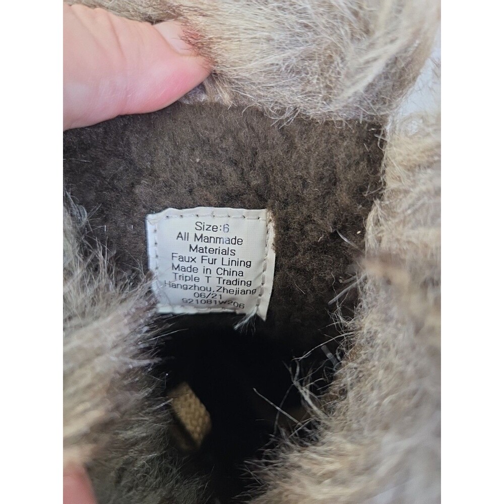 Northside Womens Snow Boot Size 6 Light Brown Gray Faux Fur Trim Lace Up NWOT - Picture 7 of 10